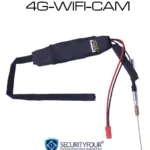 Microtelecamera professionale 4G con obiettivo a nastro e antenna.